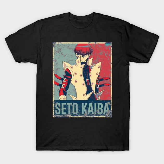 Kaiba in Hope and Distressed Style Anime Art T-Shirt by DeathAnarchy